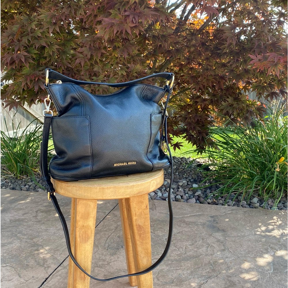 Michael Kors Black Pebbled Leather Large Crossbody Convertible Shoulder Bag